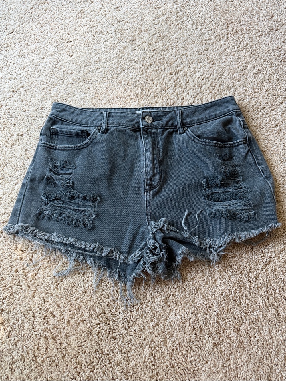 PacSun Women's Distressed Black Denim Cutoff Shorts